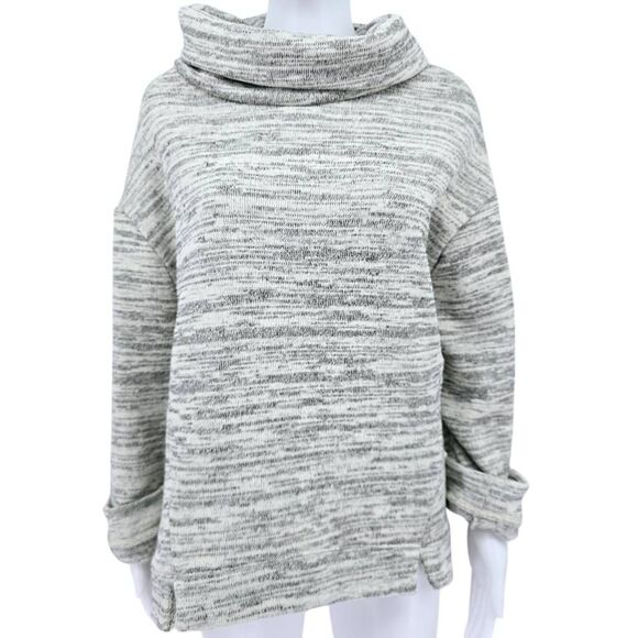 Anthropologie Saturday Sunday Cowl Neck Fleece Pullover Sweater Cream L - Picture 1 of 6